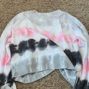 Size extra small crop sweatshirt pink black and gray tie-dye